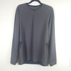 Lululemon shirt long sleeve color block athleisure L grey black
